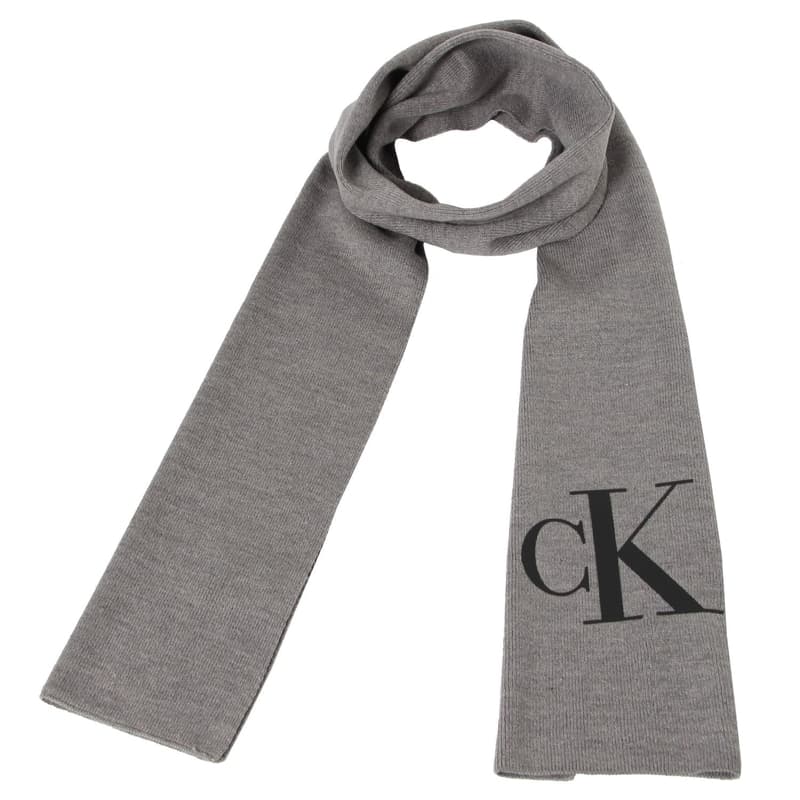 カルバンクライン メンズ マフラー/Calvin Klein ロゴ マフラー Gray 送料無料/込 誕生日プレゼント